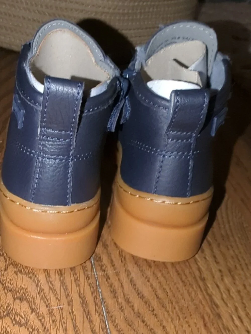 NWT Camper Brutus Kids Sella Hypnos Blue Navy Lace-Up Ankle Boots, Tan Sole